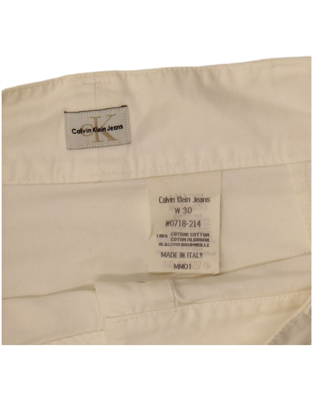 CALVIN KLEIN Womens Mini Skirt W30 Medium Off White Cotton