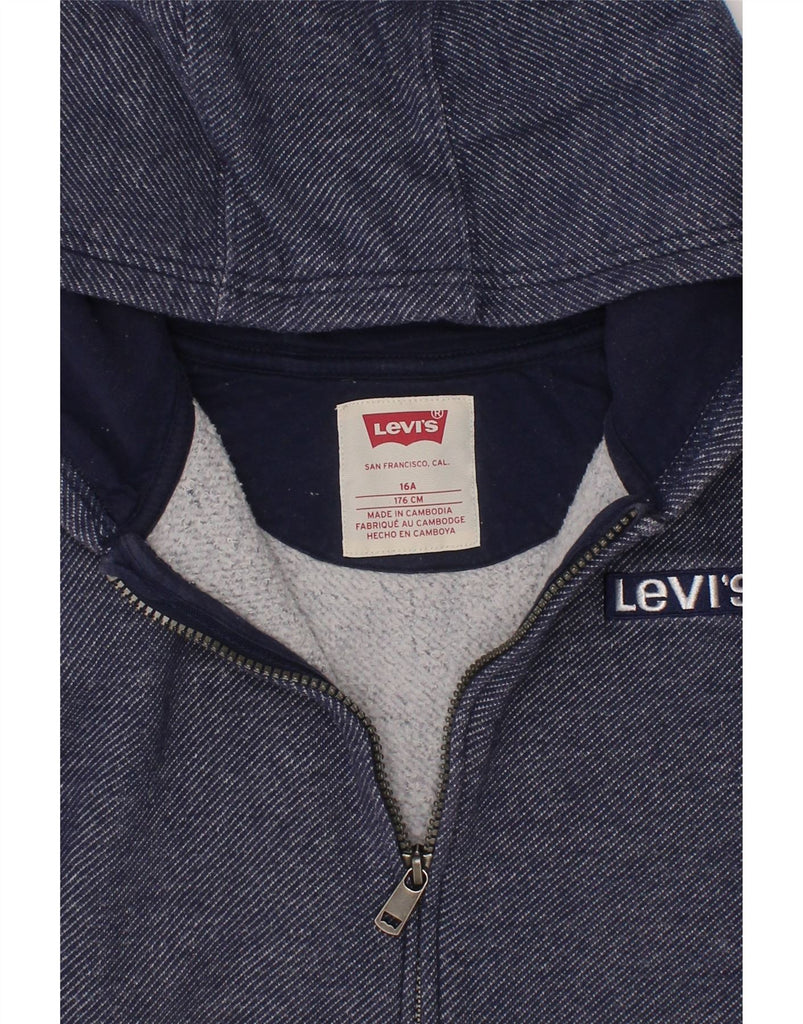 LEVI'S Boys Zip Hoodie Sweater 15-16 Years Navy Blue Cotton Vintage Levi's and Second-Hand Levi's from Messina Hembry 