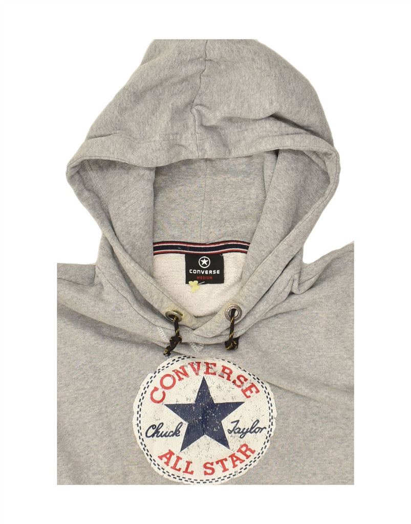 CONVERSE Mens Graphic Hoodie Jumper Medium Grey Cotton | Vintage Converse | Thrift | Second-Hand Converse | Used Clothing | Messina Hembry 