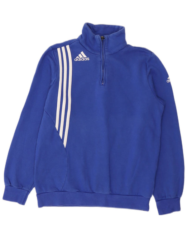Adidas Mens Zip Neck Sweatshirt Jumper UK 34/36 Small Blue Cotton