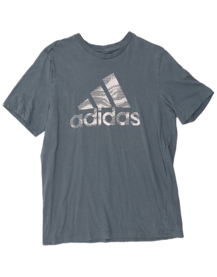Adidas Mens Graphic T-Shirt Top Medium Blue Cotton