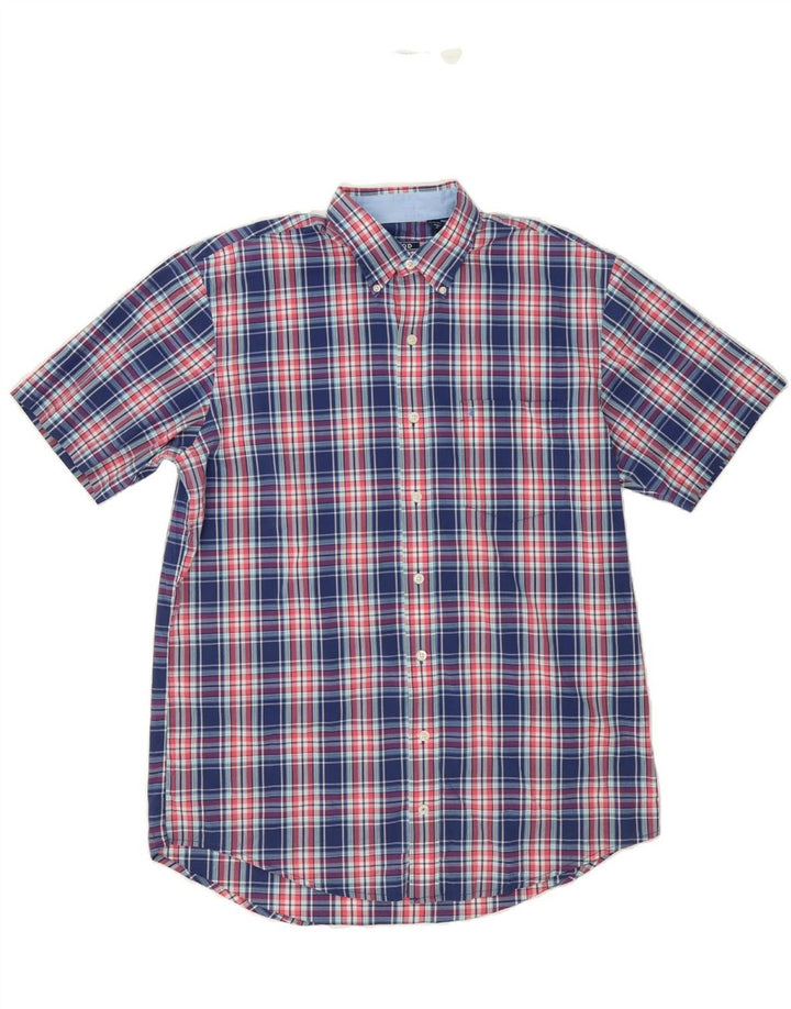 IZOD Mens Short Sleeve Shirt Large Blue Check Cotton Vintage Izod and Second-Hand Izod from Messina Hembry 