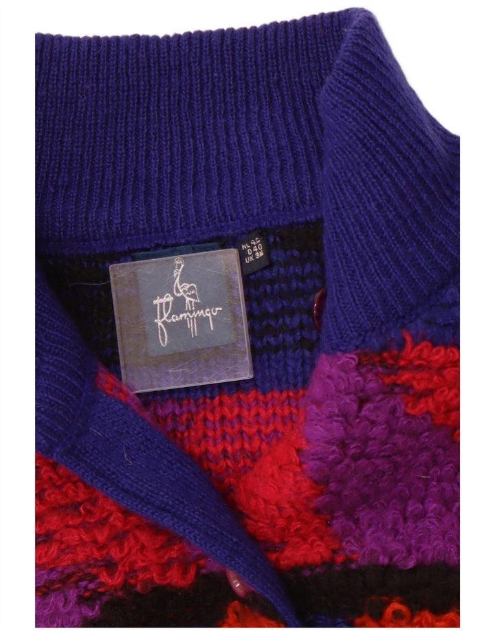 VINTAGE Womens Cardigan Sweater EU 40 Medium Blue Geometric Acrylic