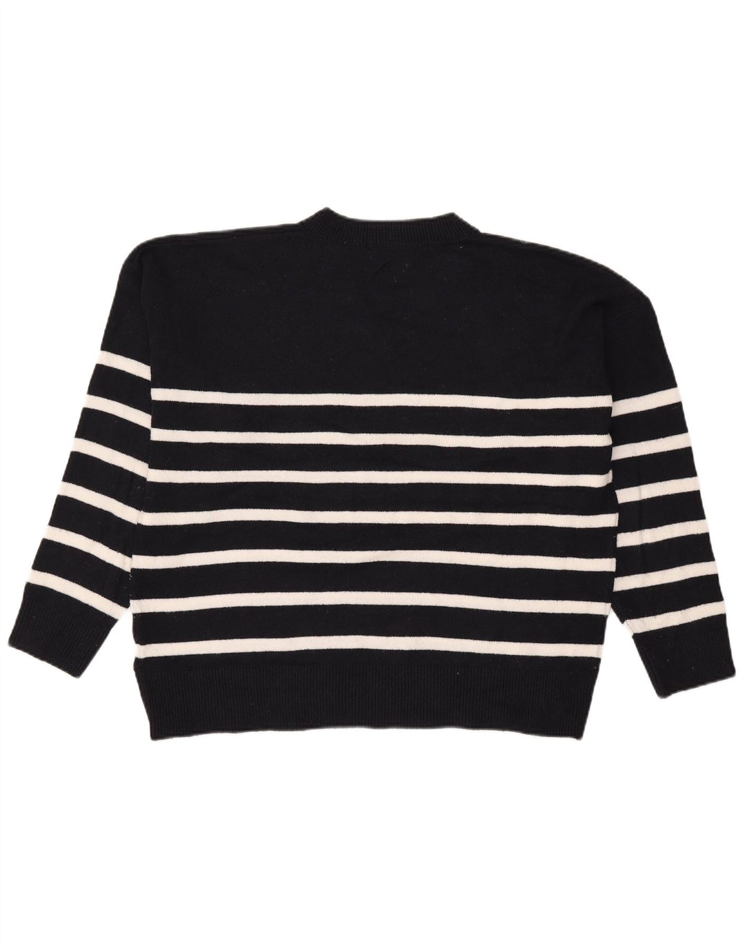 Marks & Spencer Womens V-Neck Jumper Sweater UK 16 Large Black Striped