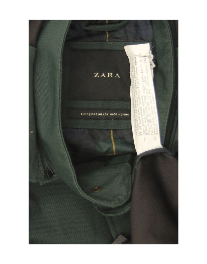 Zara Mens Hooded Parka Jacket UK 36 Small Green