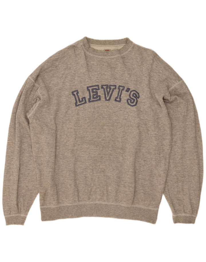 Levi's Mens Graphic Sweatshirt Jumper XL Grey Flecked Cotton
