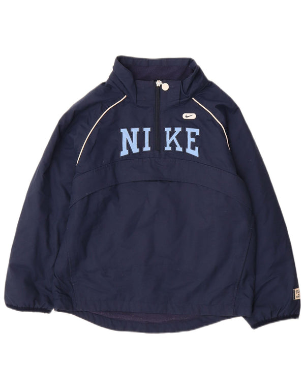 Nike Boys Oregon Graphic Anorak Jacket 8-9 Years Small Navy Blue Polyester