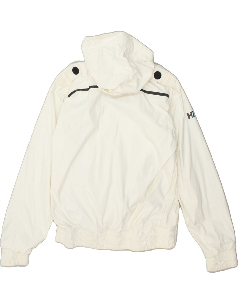 HELLY HANSEN Womens Hooded Rain Jacket UK 16 Large Off White Polyamide | Vintage Helly Hansen | Thrift | Second-Hand Helly Hansen | Used Clothing | Messina Hembry 