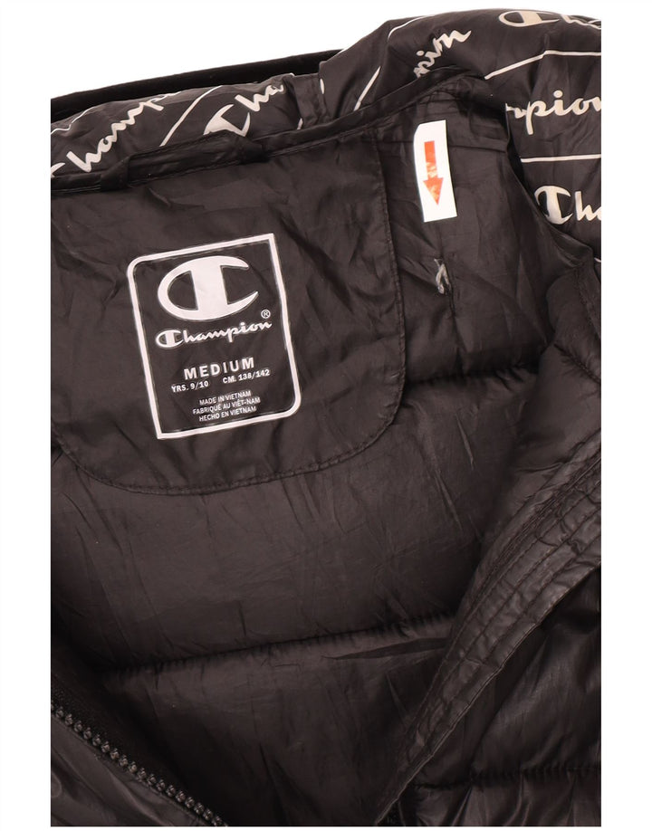 Champion Boys Hooded Padded Jacket 9-10 Years Medium Black Polyester