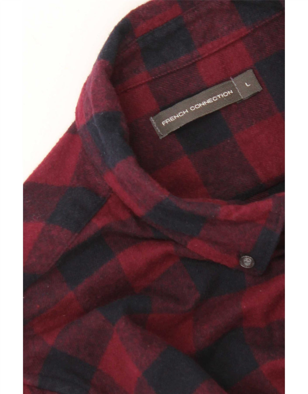 French Connection Mens Flannel Shirt Large Red Gingham