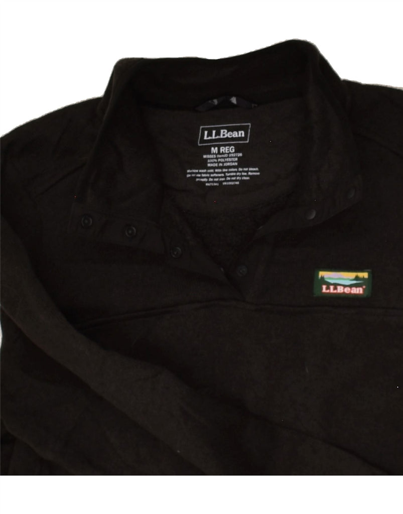 L.L.BEAN Womens Button Neck Fleece Jumper UK 14 Medium Black Polyester | Vintage L.L.Bean | Thrift | Second-Hand L.L.Bean | Used Clothing | Messina Hembry 