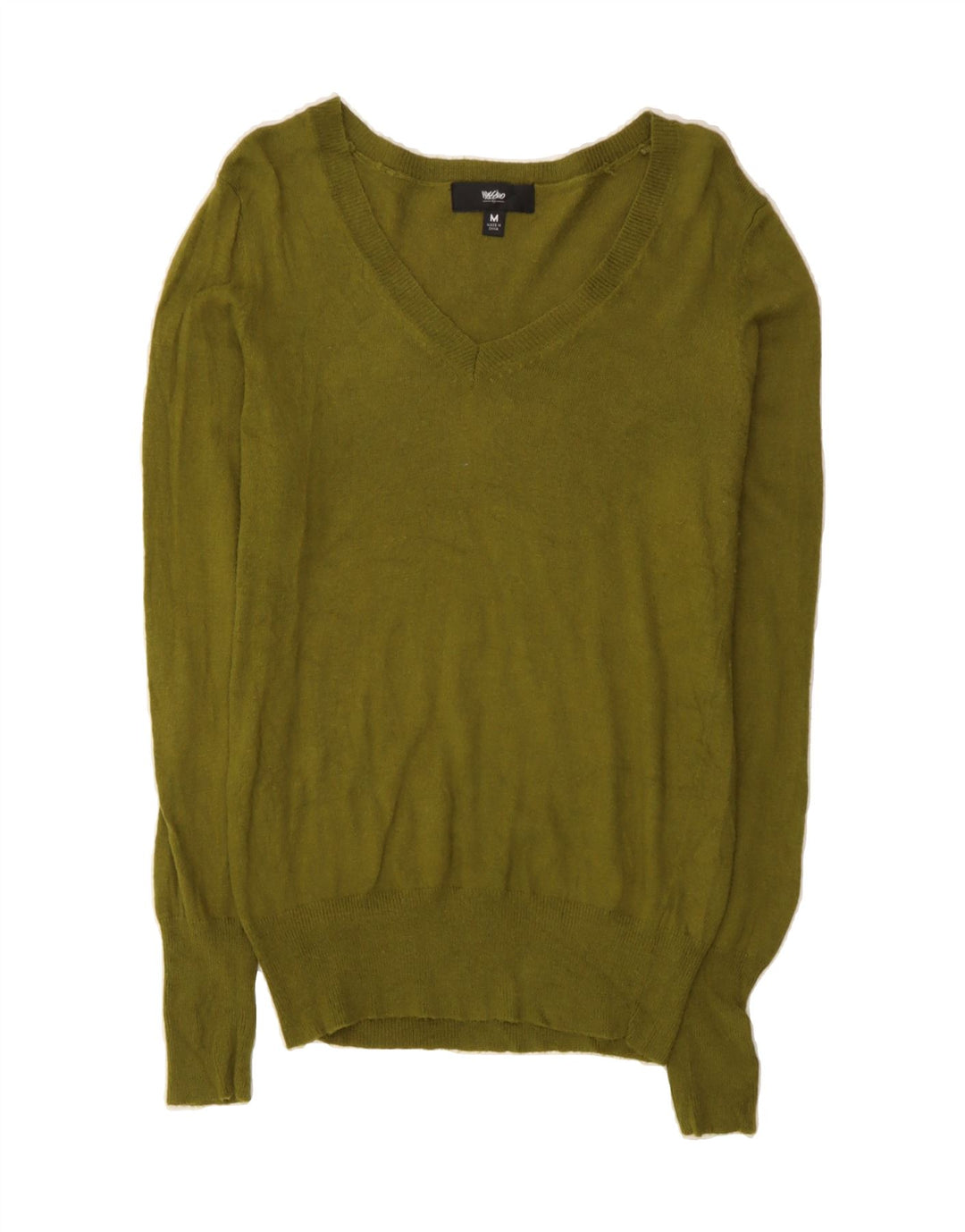 MOSSIMO Womens V-Neck Jumper Sweater UK 12 Medium Green Nylon Vintage Mossimo and Second-Hand Mossimo from Messina Hembry 