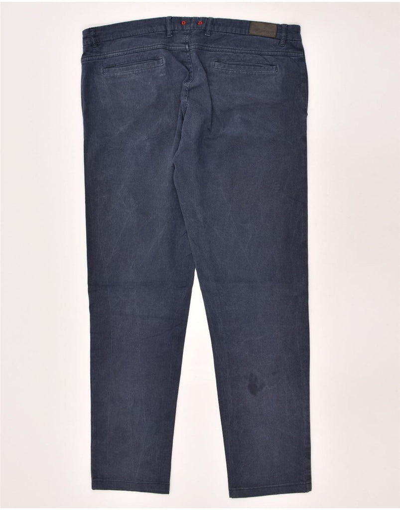 TRUSSARDI Mens Slim Chino Trousers IT 54 2XL W42 L30 Navy Blue Cotton | Vintage Trussardi | Thrift | Second-Hand Trussardi | Used Clothing | Messina Hembry 