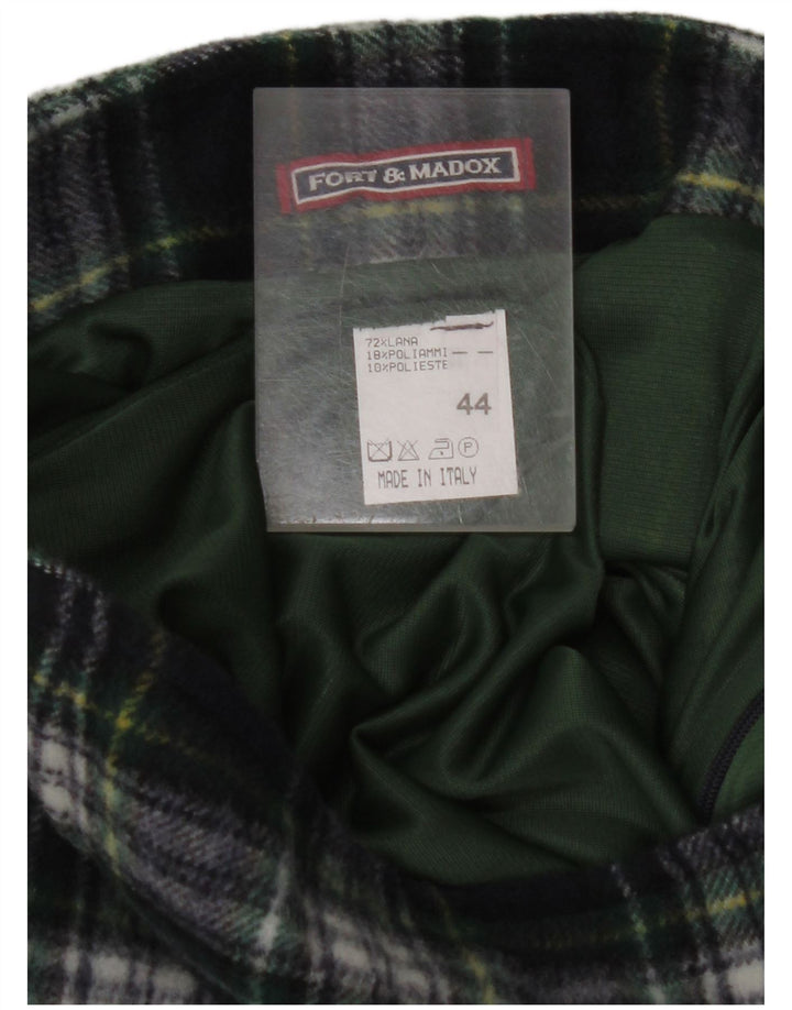 FORT & MADOX Womens Pencil Skirt IT 44 Medium W28 Navy Blue Check Wool