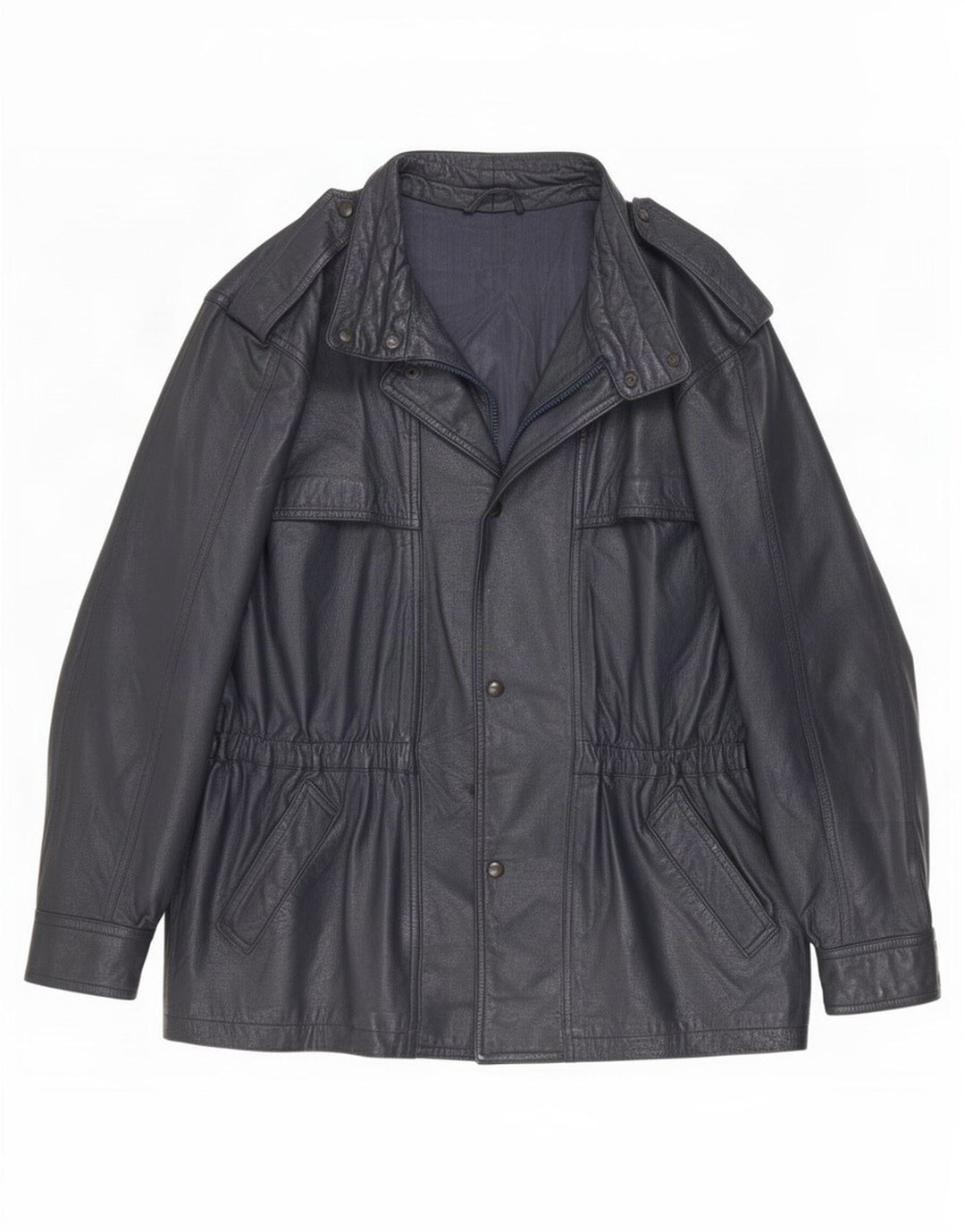 Vintage Mens Leather Jacket UK 44 2XL Navy Blue