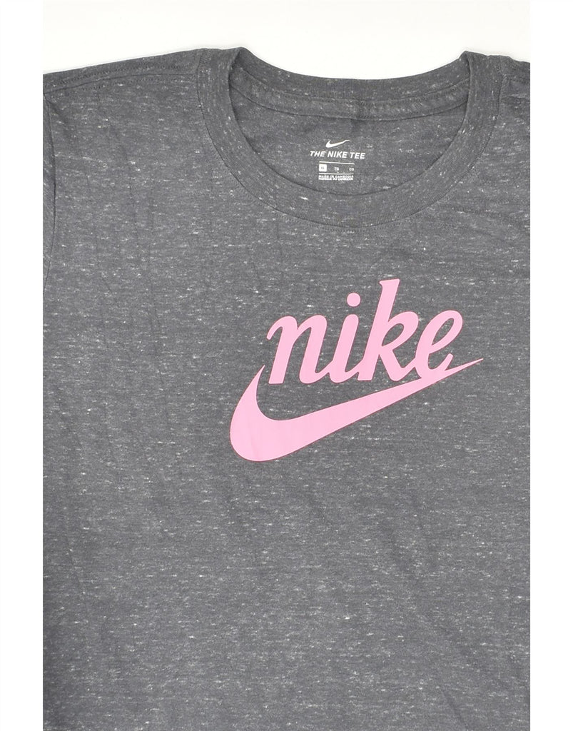 NIKE Womens Graphic T-Shirt Top UK 18 XL Grey Flecked | Vintage Nike | Thrift | Second-Hand Nike | Used Clothing | Messina Hembry 