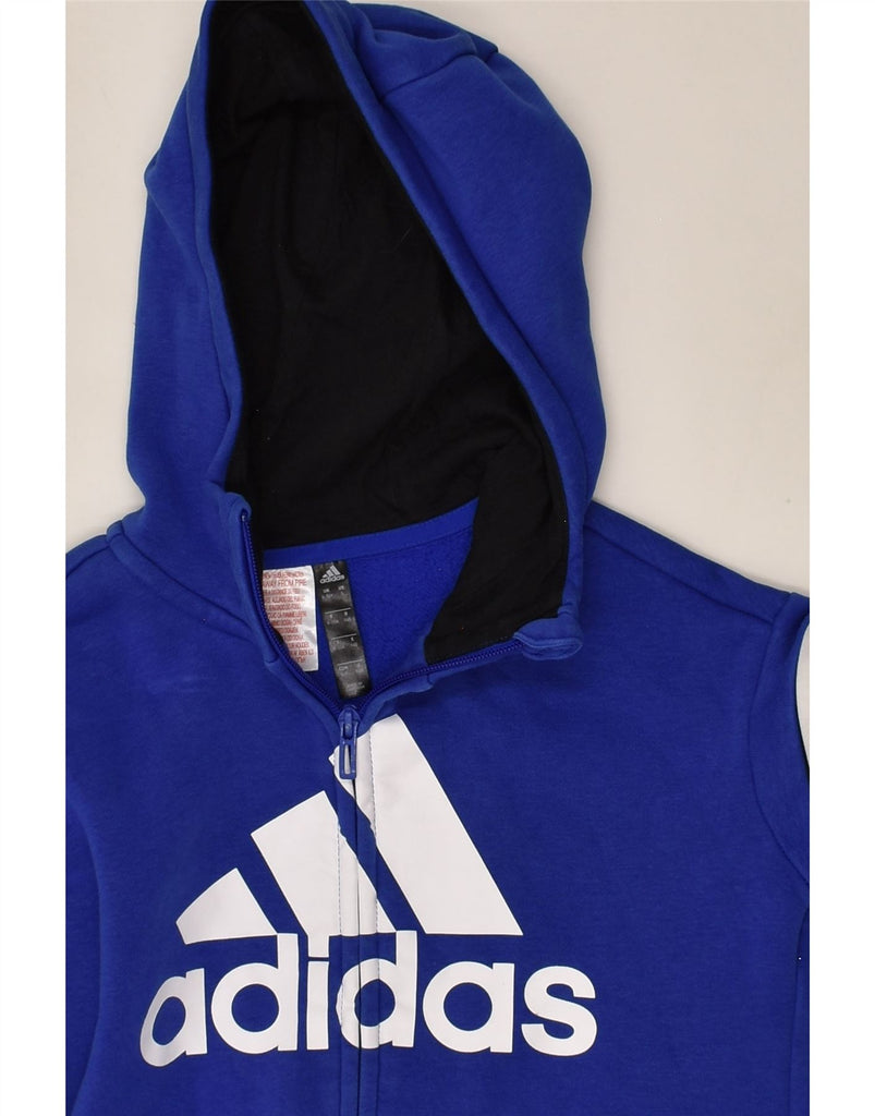 ADIDAS Boys Graphic Zip Hoodie Sweater 9-10 Years Blue Cotton | Vintage Adidas | Thrift | Second-Hand Adidas | Used Clothing | Messina Hembry 