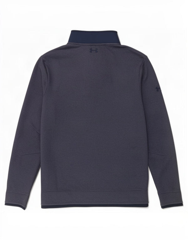 Under Armour Mens Cold Gear Button Neck Sweatshirt Jumper Medium Navy Blue