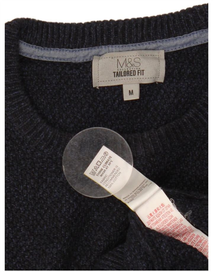 Marks & Spencer Mens Tailored Fit Crew Neck Jumper Sweater Medium Navy Blue