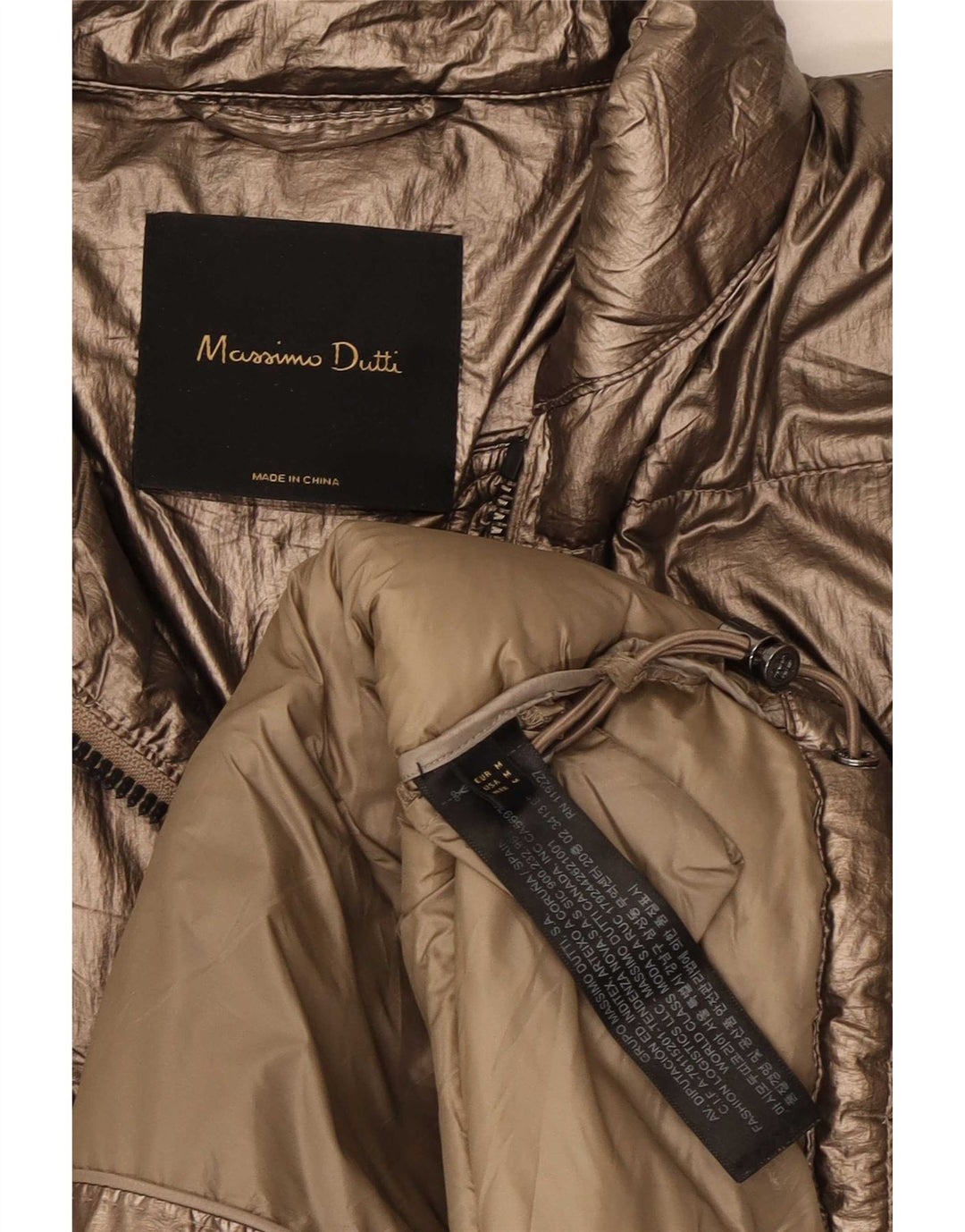 Massimo Dutti Womens Padded Jacket UK 14 Medium Gold Polyester
