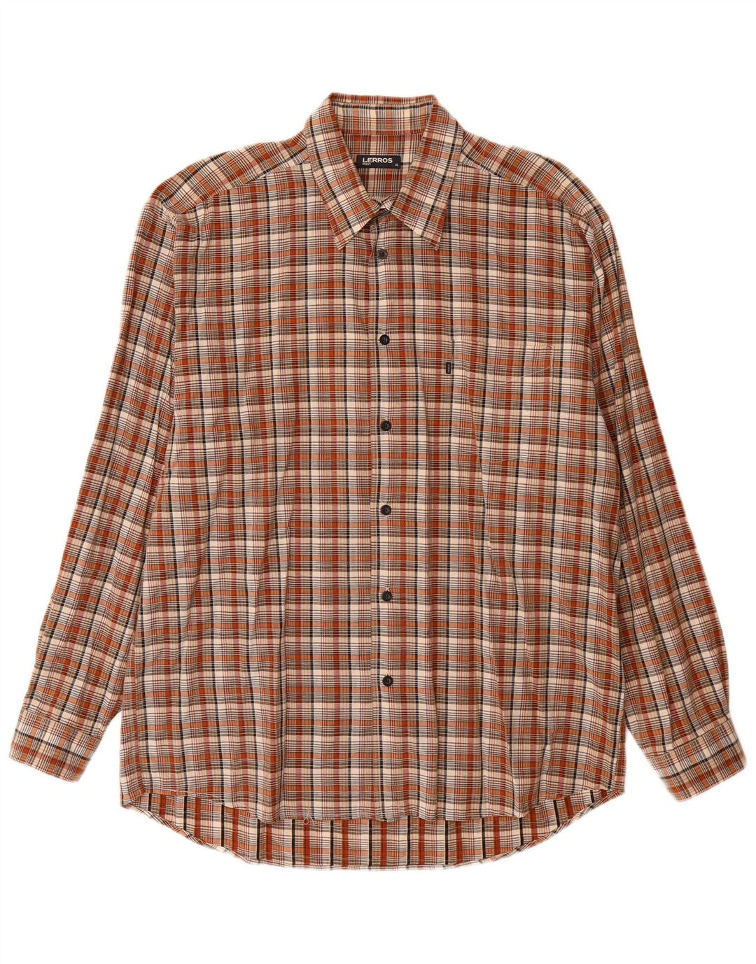 LERROS Mens Shirt XL Brown Check Cotton