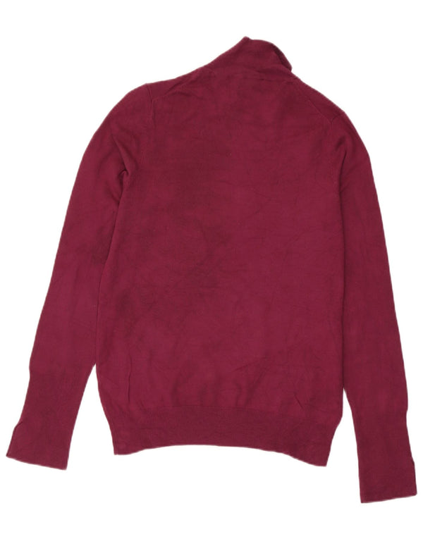 Zara Womens Turtle Neck Jumper Sweater UK 12 Medium Burgundy Flecked
