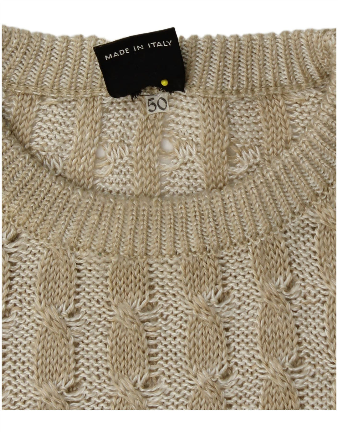 COBRA Mens Crew Neck Jumper Sweater IT 50 Medium Beige Patchwork