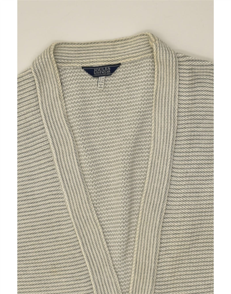 JOULES Womens 3/4 Sleeve Cardigan Sweater UK 18 XL Beige Striped Cotton | Vintage Joules | Thrift | Second-Hand Joules | Used Clothing | Messina Hembry 