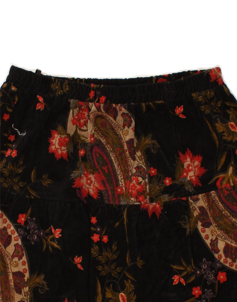 VINTAGE Womens A-Line Skirt EU 44 XL W34 Black Floral Cotton Vintage Vintage and Second-Hand Vintage from Messina Hembry 