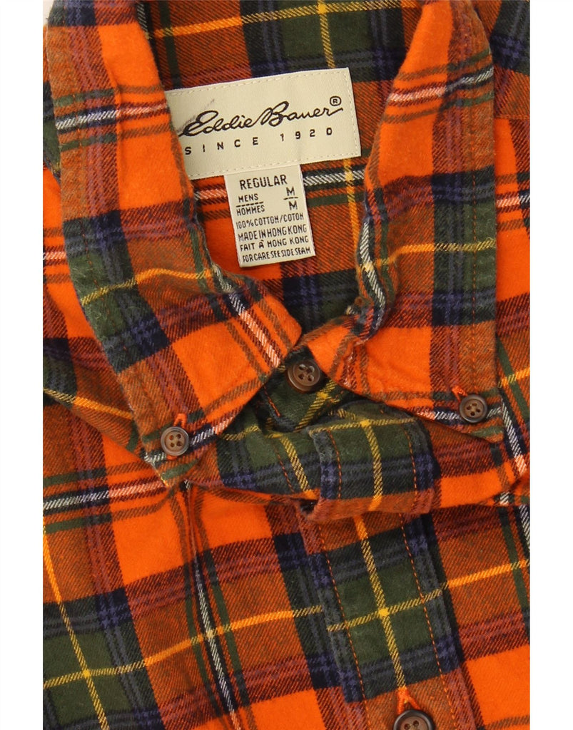 EDDIE BAUER Mens Regular Fit Flannel Shirt Medium Orange Check Cotton Vintage Eddie Bauer and Second-Hand Eddie Bauer from Messina Hembry 