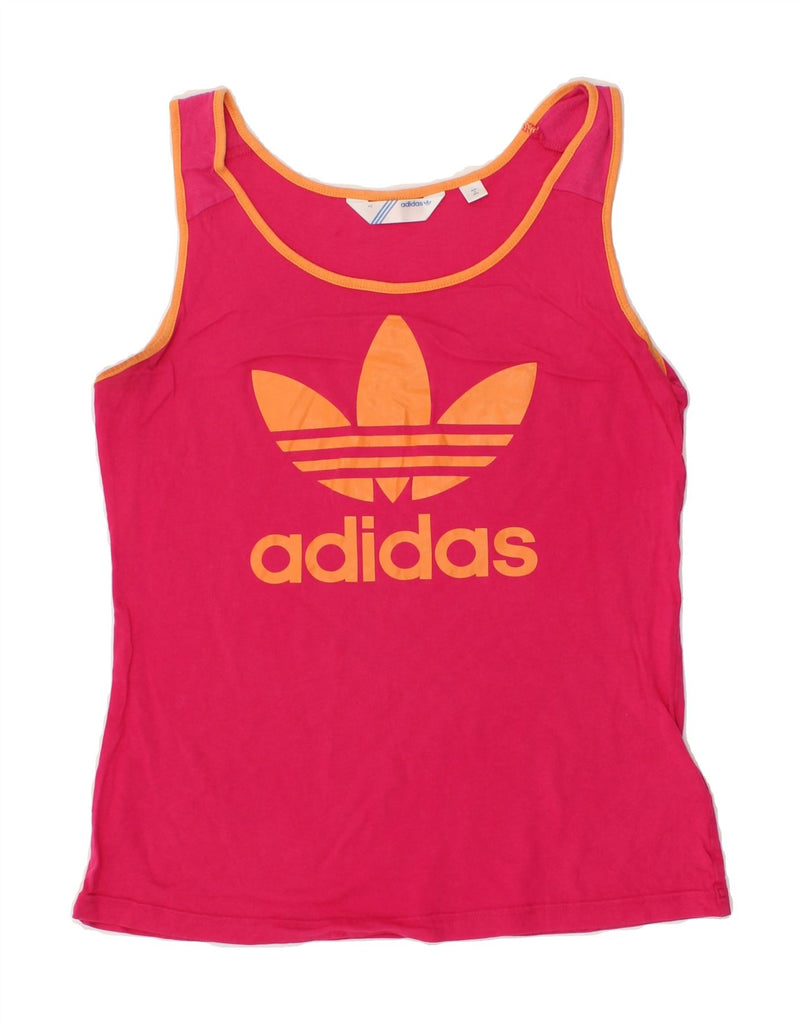 ADIDAS Womens Graphic Vest Top EU 46 Large Pink Cotton | Vintage Adidas | Thrift | Second-Hand Adidas | Used Clothing | Messina Hembry 