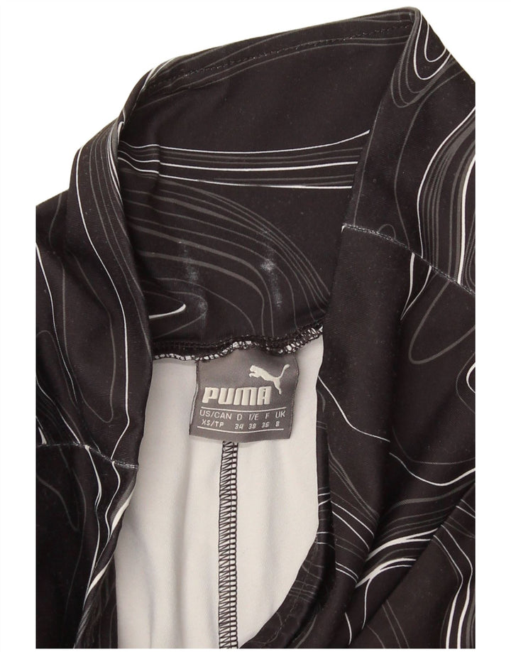 Puma Womens Abstract Pattern Leggings UK 8 Small Black Geometric