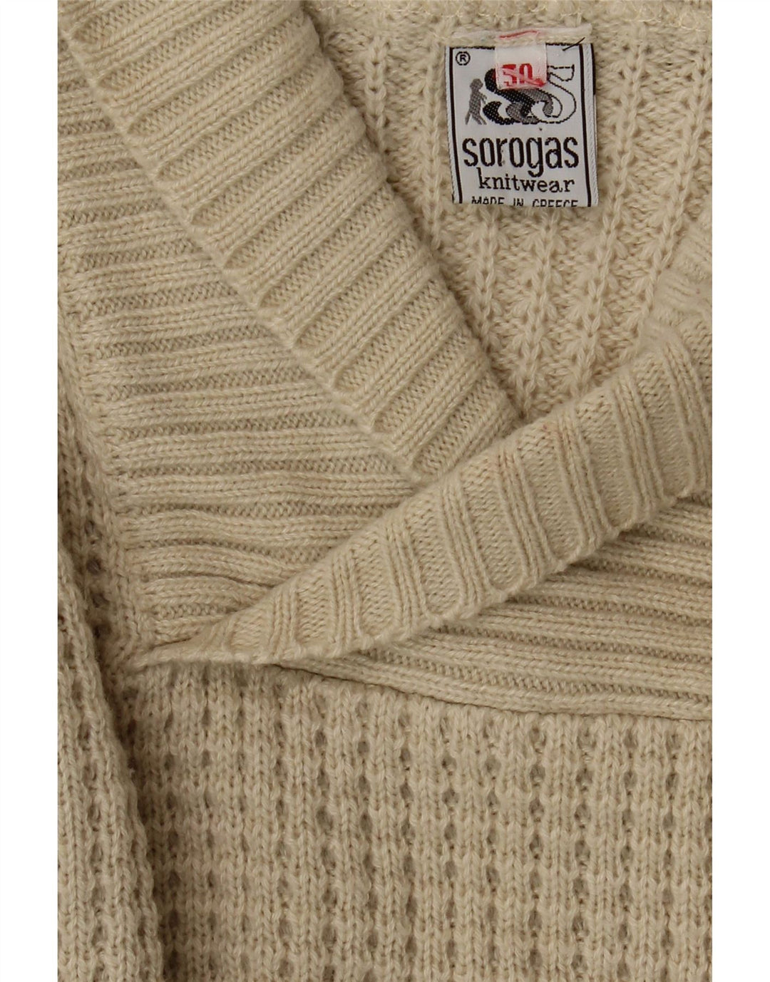 Sorogas Mens Shawl Neck Jumper Sweater IT 50 Large Beige