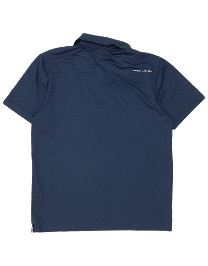 Under Armour Mens Heat Gear Polo Shirt Large Navy Blue Polyester