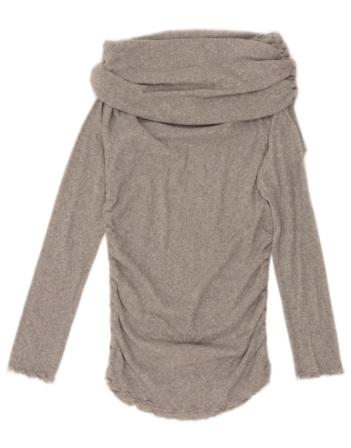 Zara Womens Roll Neck Top Long Sleeve UK 12 Medium Grey Flecked