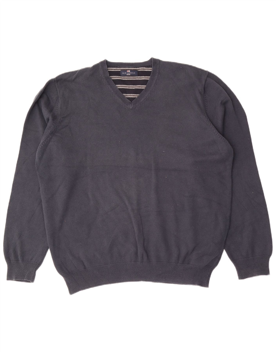 Marks & Spencer Mens Blue Harbour V-Neck Jumper Sweater Large Navy Blue