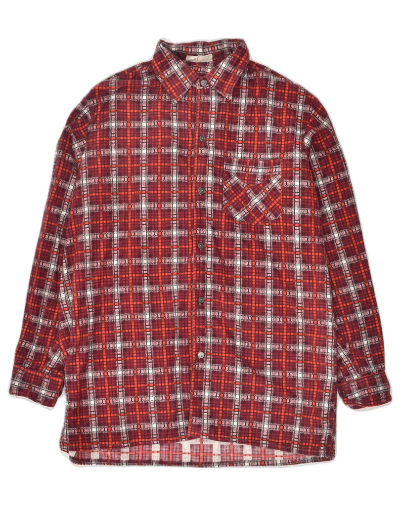 VINTAGE Mens Flannel Shirt Medium Red Check Cotton | Vintage Vintage | Thrift | Second-Hand Vintage | Used Clothing | Messina Hembry 