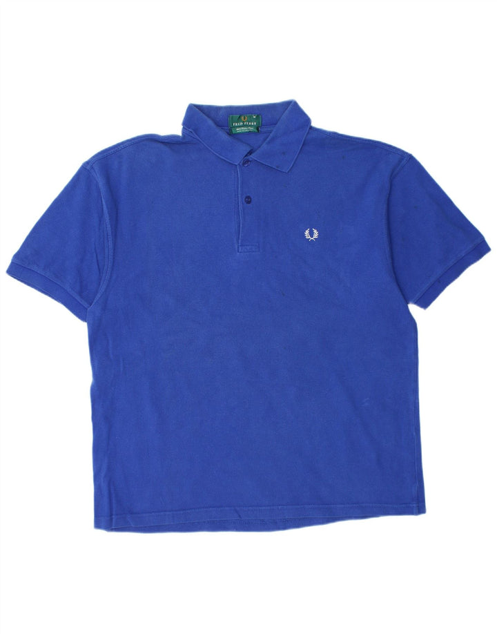 FRED PERRY Mens Polo Shirt Medium Blue Cotton