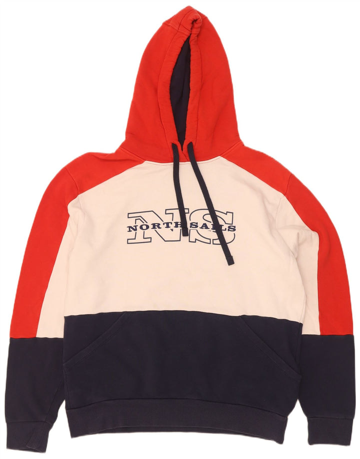 North Sails Mens Graphic Hoodie Jumper Large Multicoloured Colourblock