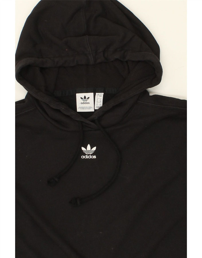 ADIDAS Womens Oversized Crop Hoodie Jumper UK 8 Small  Black Cotton Vintage Adidas and Second-Hand Adidas from Messina Hembry 