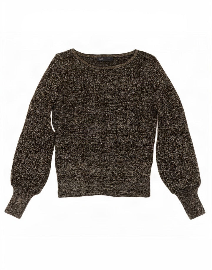 Marks & Spencer Womens Boat Neck Jumper Sweater UK 12 Medium Black Viscose