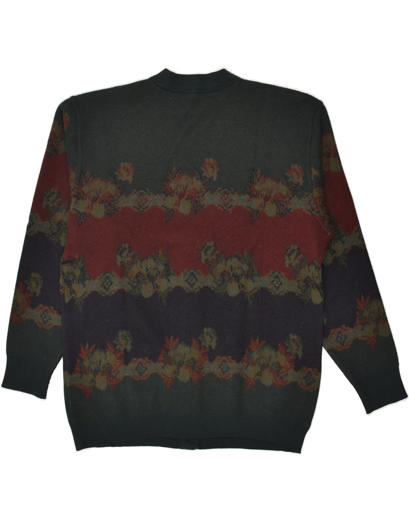 VINTAGE Mens Cardigan Sweater Large Green Floral Wool | Vintage Vintage | Thrift | Second-Hand Vintage | Used Clothing | Messina Hembry 