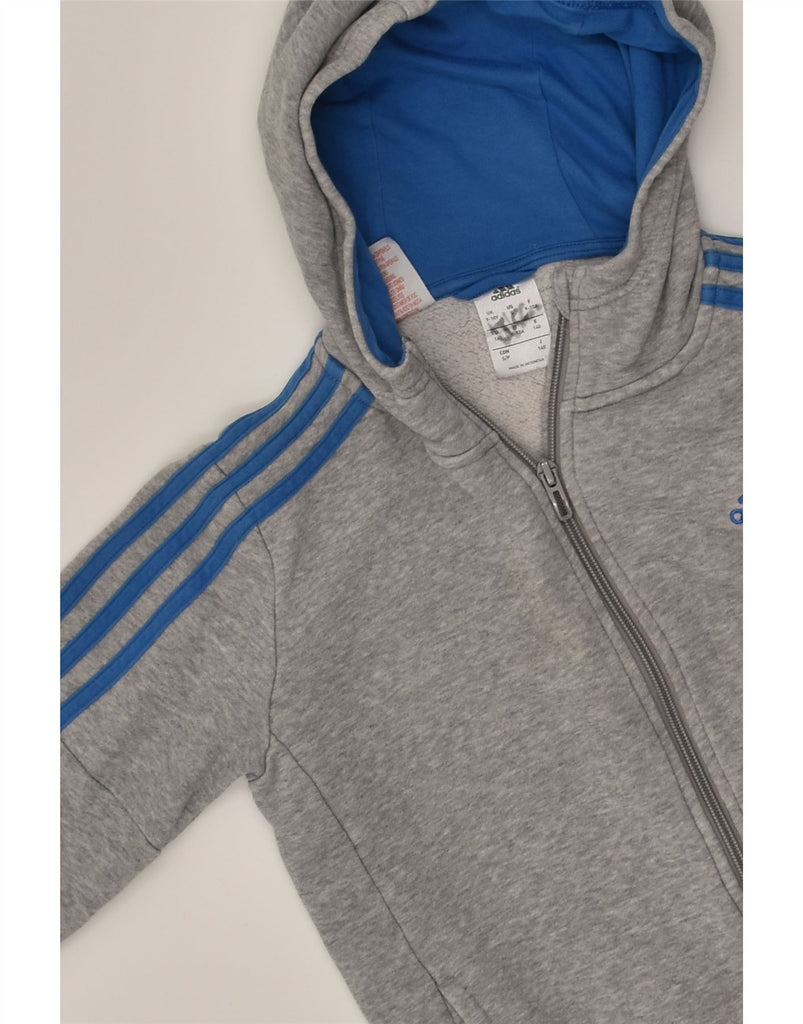 ADIDAS Boys Graphic Zip Hoodie Sweater 9-10 Years Grey Cotton | Vintage Adidas | Thrift | Second-Hand Adidas | Used Clothing | Messina Hembry 