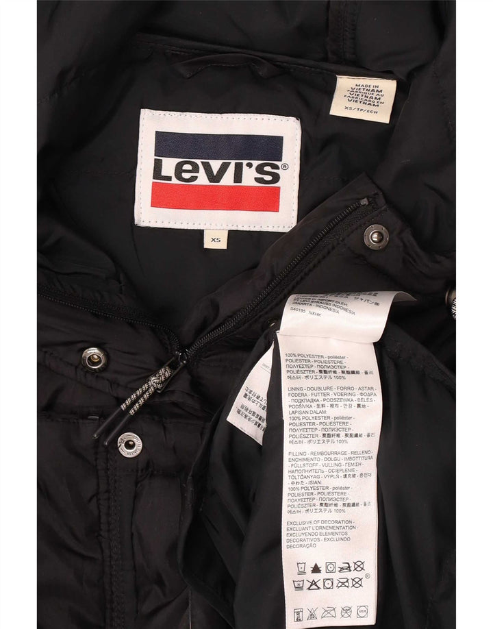 Levi's Womens Hooded Padded Jacket UK 6 XS Black Polyester