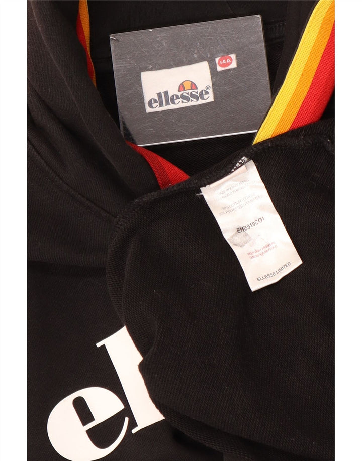 ELLESSE Boys Graphic Hoodie Jumper 13-14 Years Black Cotton