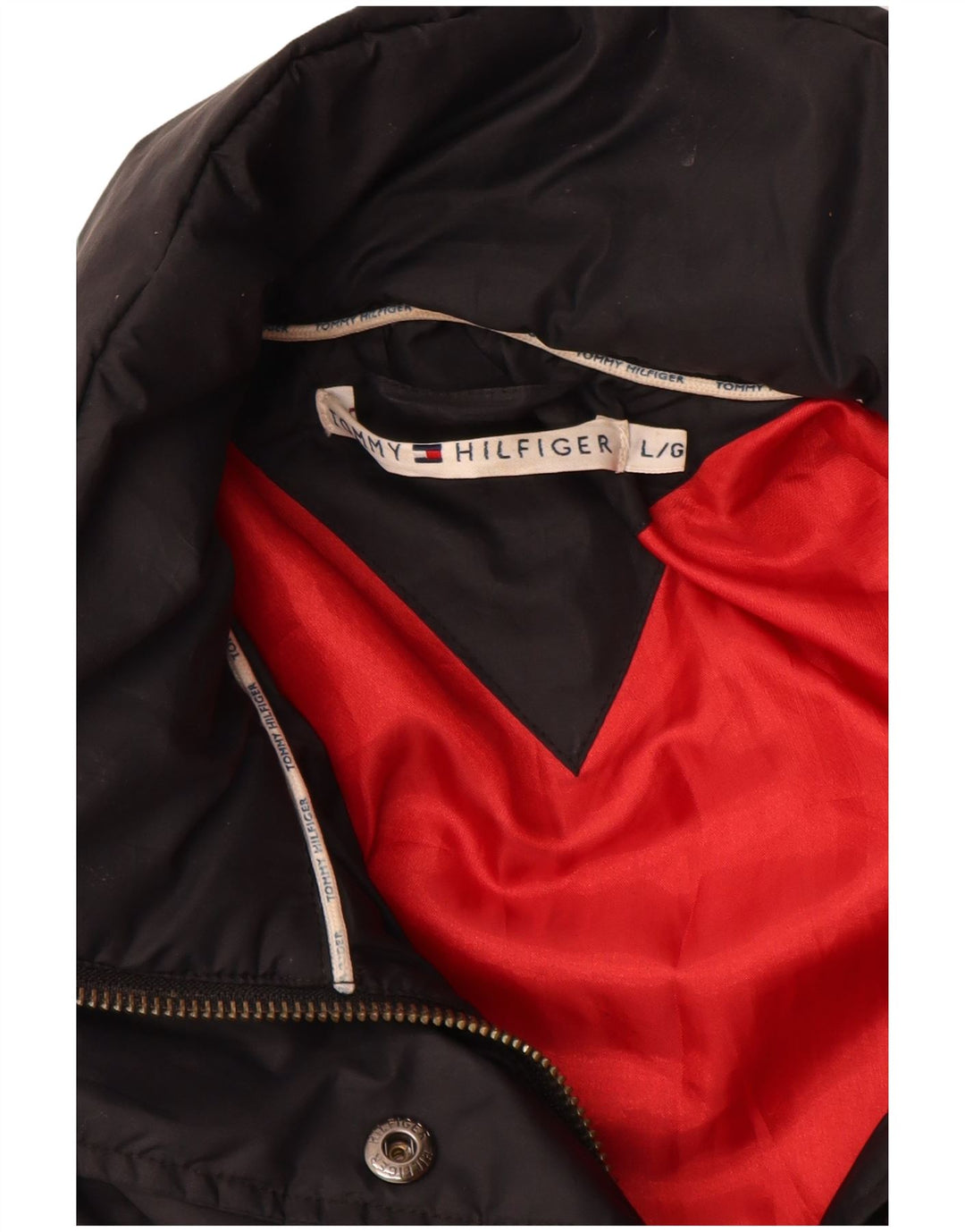 Tommy Hilfiger Womens Padded Jacket UK 16 Large Black Polyester