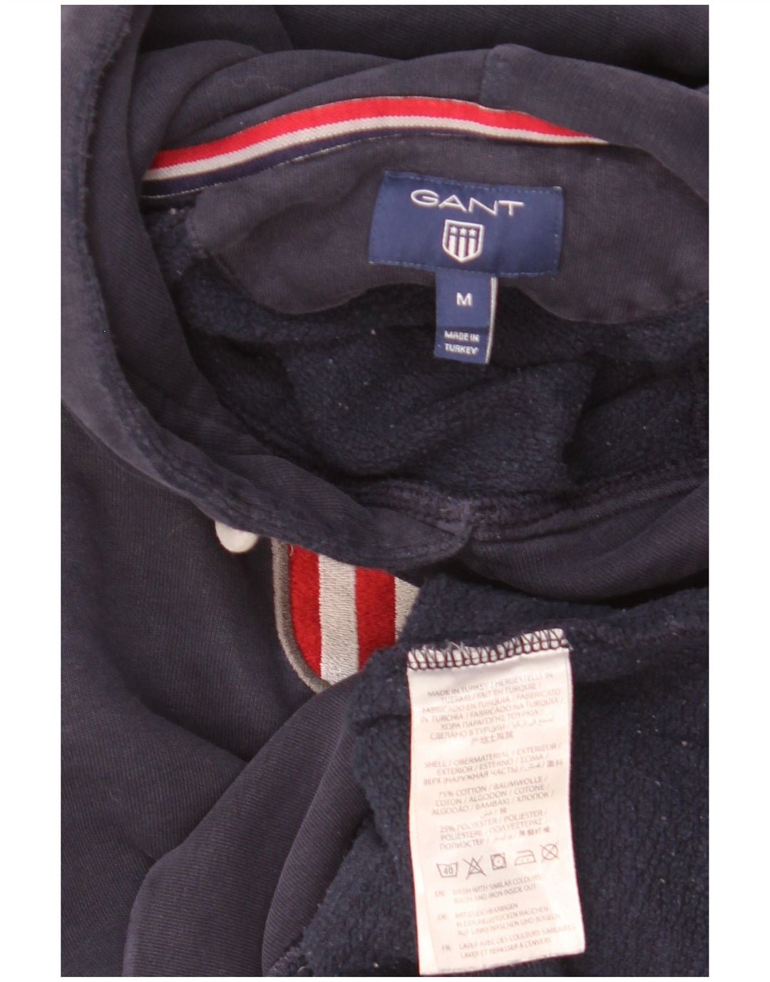 Gant Mens Graphic Hoodie Jumper Medium Navy Blue Cotton