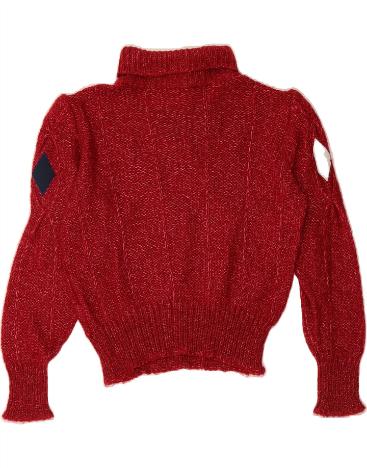 VINTAGE Womens Roll Neck Jumper Sweater UK 16 Large Red Argyle/Diamond Vintage Vintage and Second-Hand Vintage from Messina Hembry 