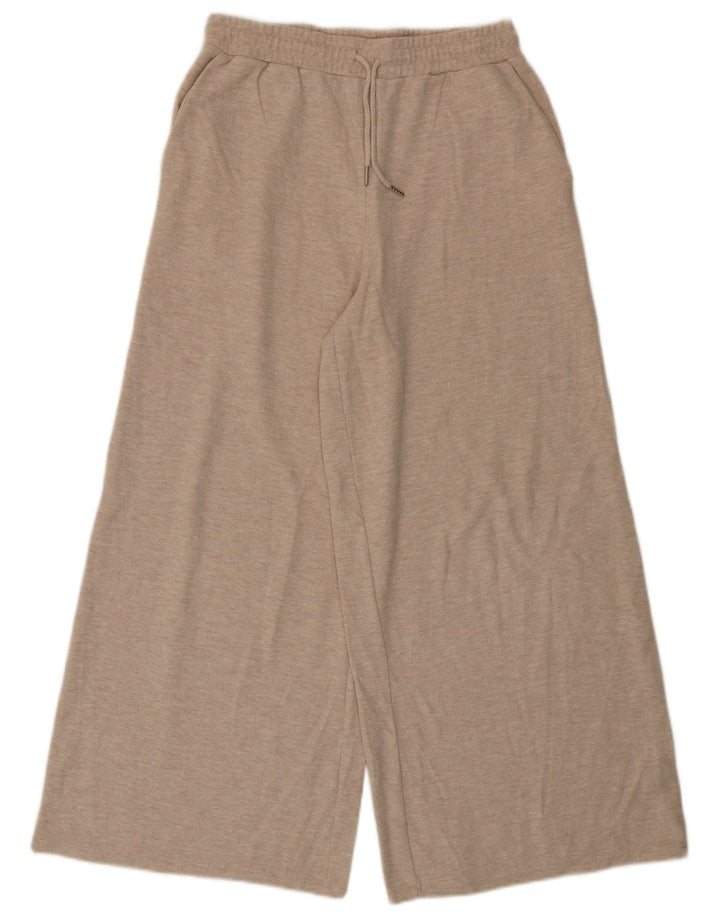 Zara Womens Wide Leg Tracksuit Trousers UK 12 Medium Beige Polyester
