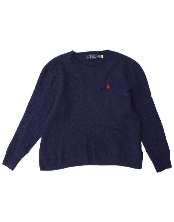 Polo Ralph Lauren Womens Boat Neck Jumper Sweater UK 14 Large Navy Blue